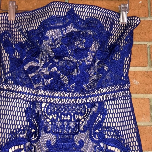 💙NELLIS STRAPLESS SPECIAL OCCASION BLUE CROCHET DRESS💙 - Picture 3 of 7